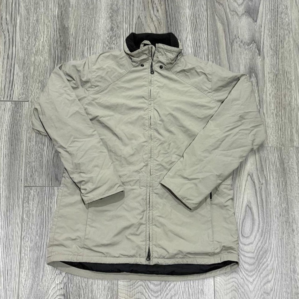 Vintage 90s Eddie Bauer Fleece Lined Full Zip Jacket Beige Medium
